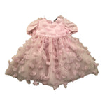 SIMONETTA abito mezza manica tinta unita con applicazioni Rosa per Neonata SS1021 ROSA SIMONETTA 