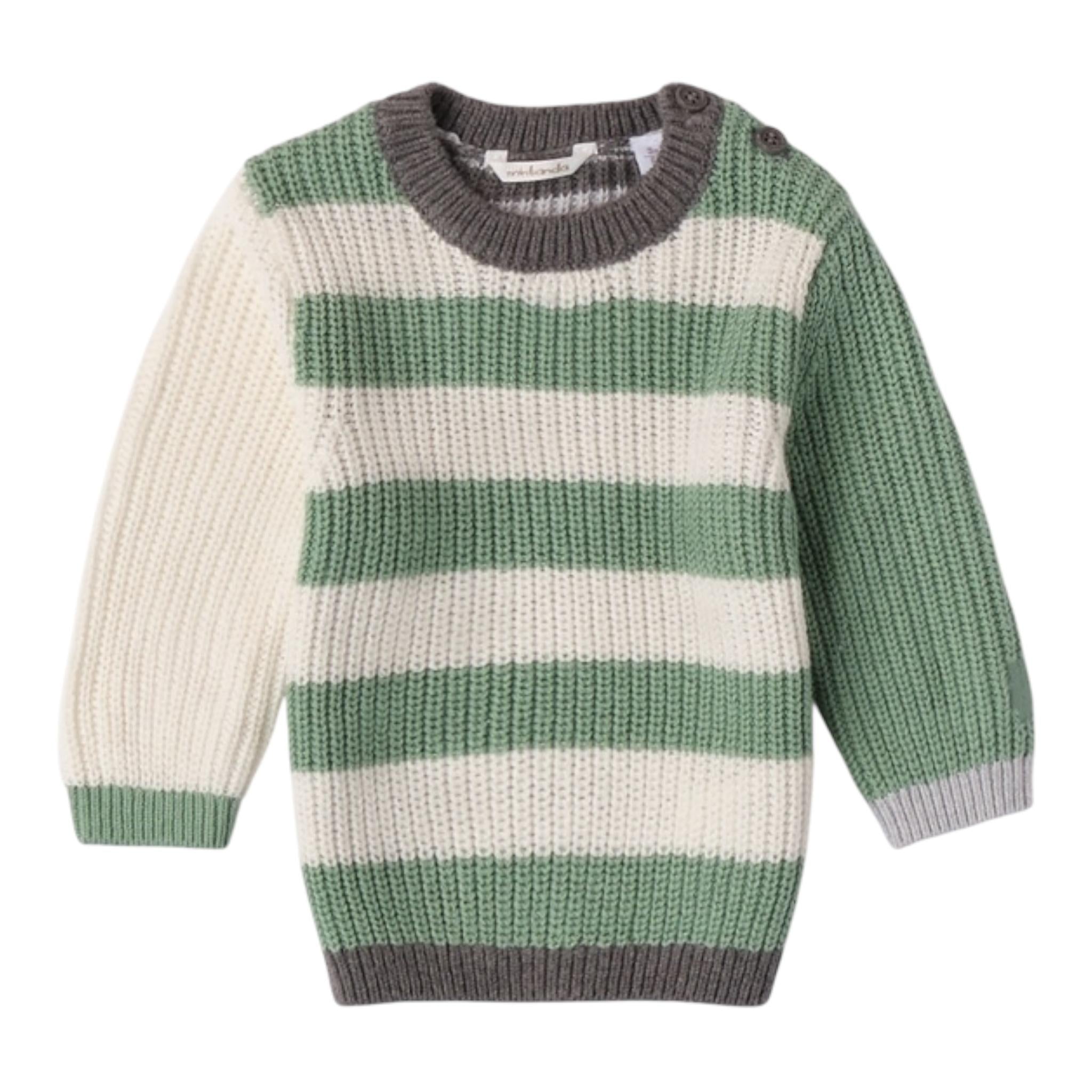 MINI BANDA maglia bicolore con fantasia a righe Bianco/verde per Neonato 37649 BIANCO/VERDE MINI BANDA 