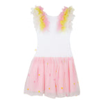 Billieblush Abito Giromanica con Gonna In Tulle per Bambina U20957 BIANCO BillIEBLUSH 