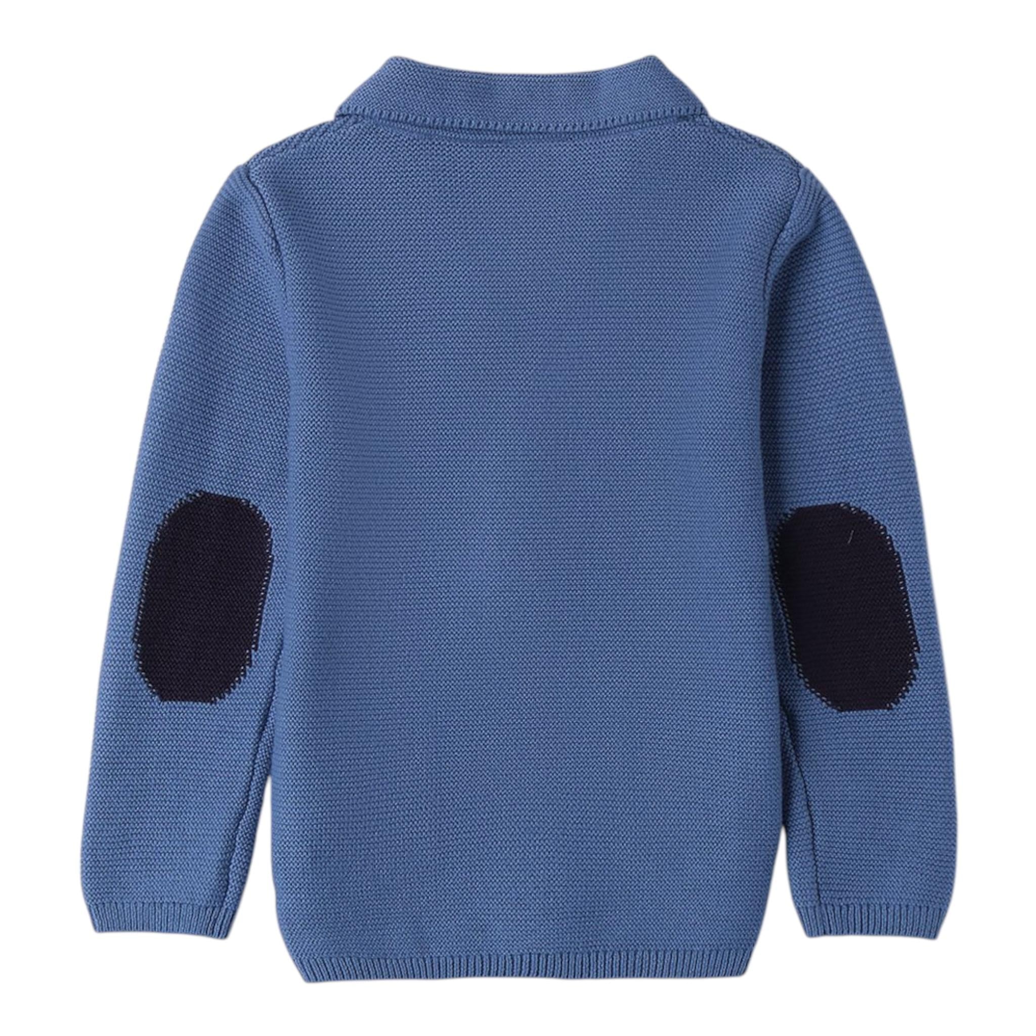 SARABANDA cardigan tinta unita con bottoni e toppe Blu per Bambino A104J BLU SARABANDA 