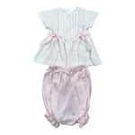 La Stupenderia Completo 2 Pezzi Camicia-Coulotte Bicolore per Neonata TBCT52 BIANCO/ROSA LA STUPENDERIA 