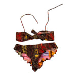 F**K Costume 2 Pezzi Triangolo-Fascia Tinta Unita con Fantasia per Bambina FJ20 ROSSO F**K 