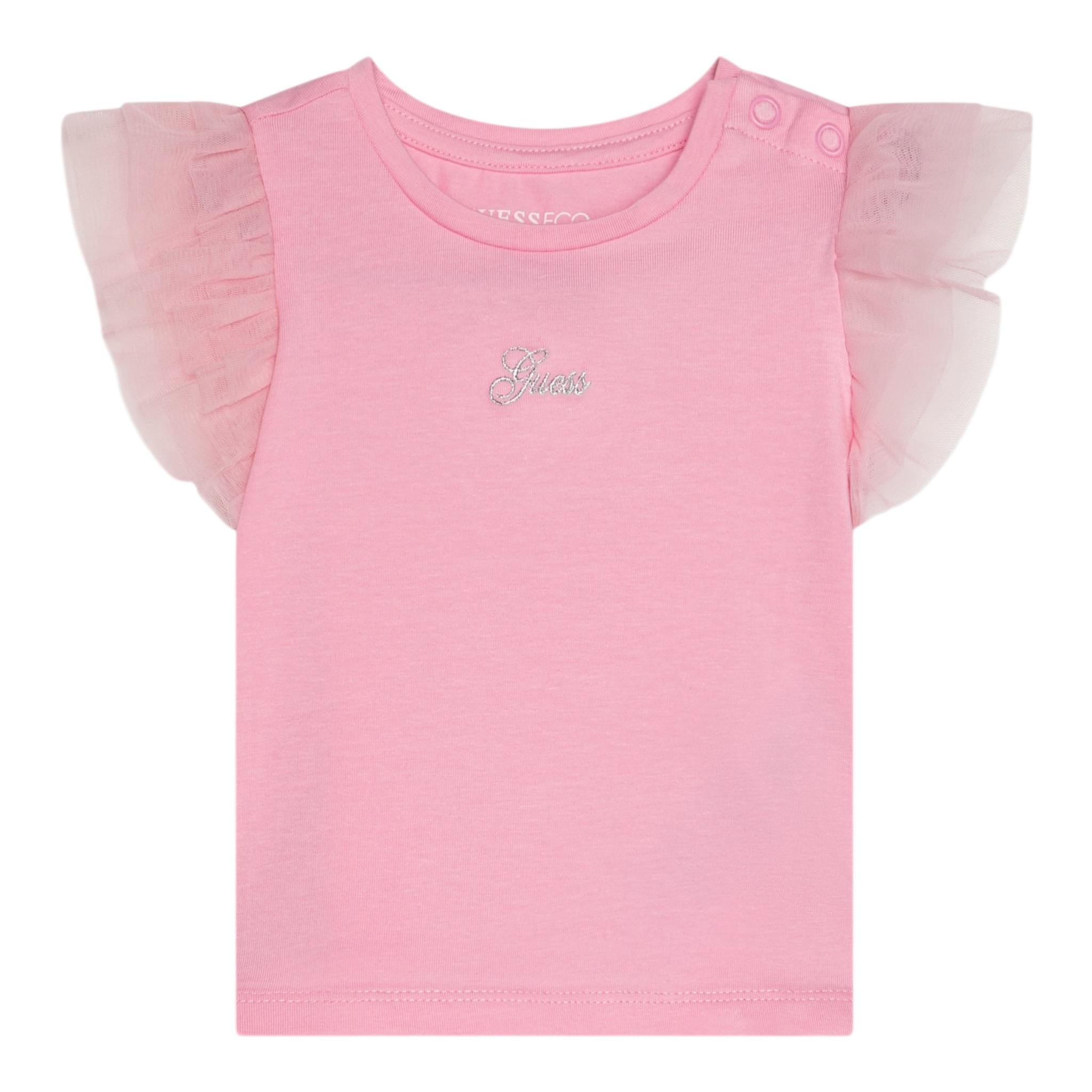 Guess T-Shirt Girocollo Tinta Unita con Logo per Neonata K5GI18K6YW4X ROSA GUESS 