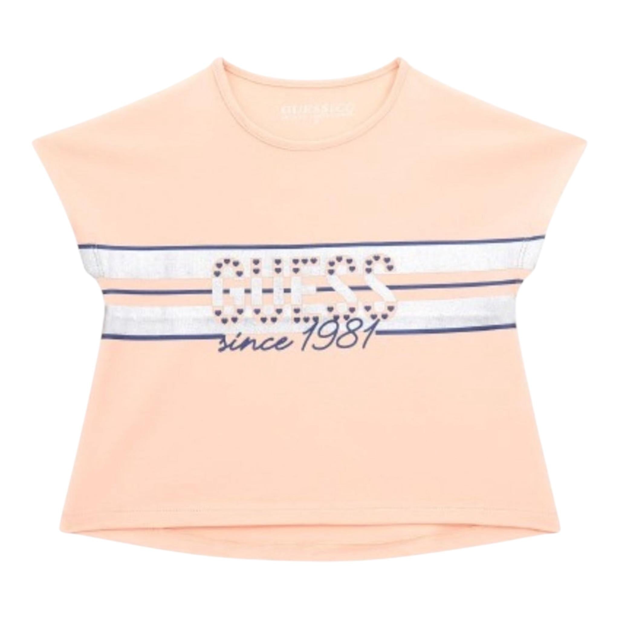 Guess T-Shirt Tinta Unita Girocollo con Stampa per Neonata K4GI01K6YW4 ROSA GUESS 