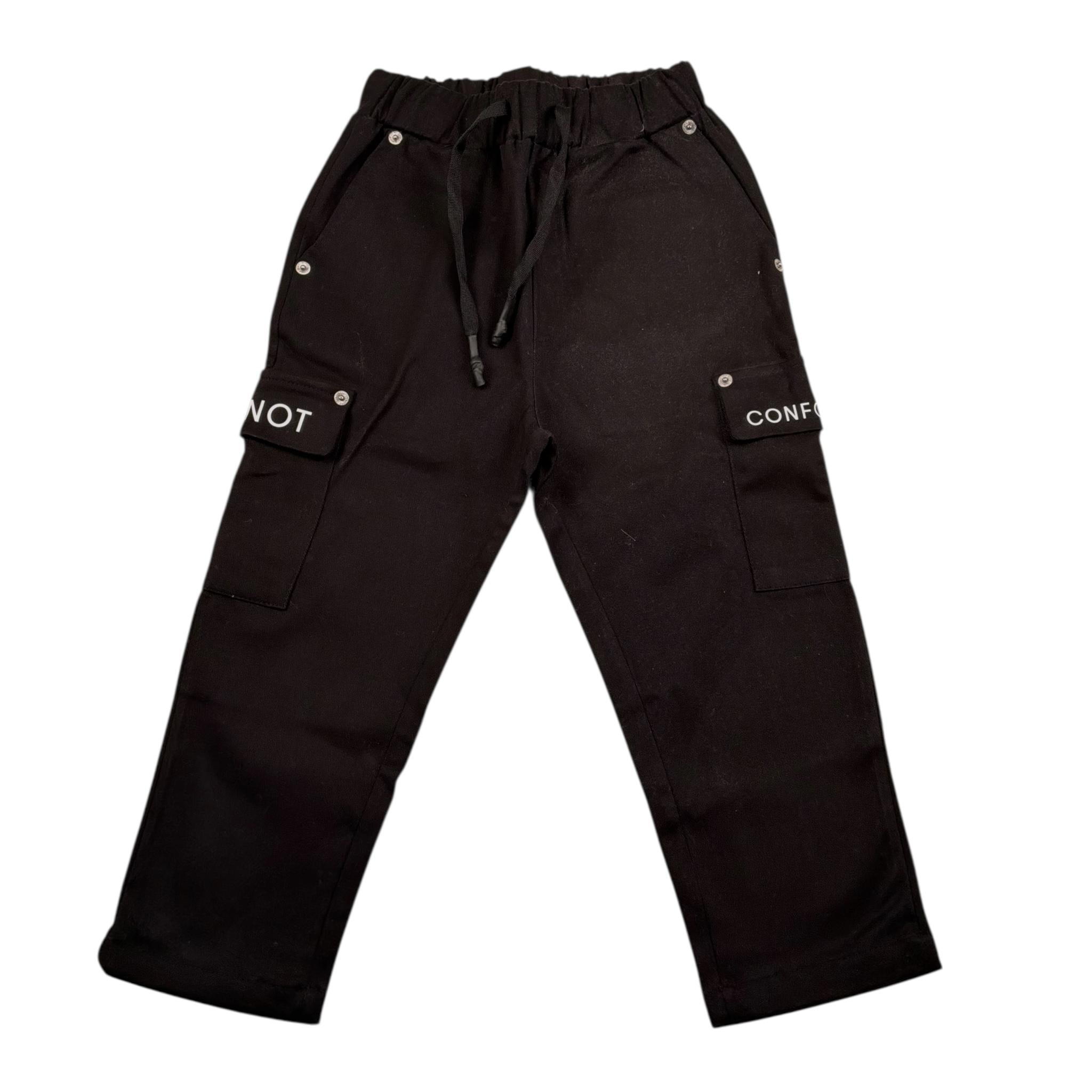 Do Not Conform Pantalone Tinta Unita con Elastico In Vita per Bambino DPA040 NERO DO NOT CONFORM 