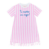 Saint Barth Abito Bicolore con Fantasia A Righe per Bambina ABY0001 BIANCO/ROSA SAINT BARTH 