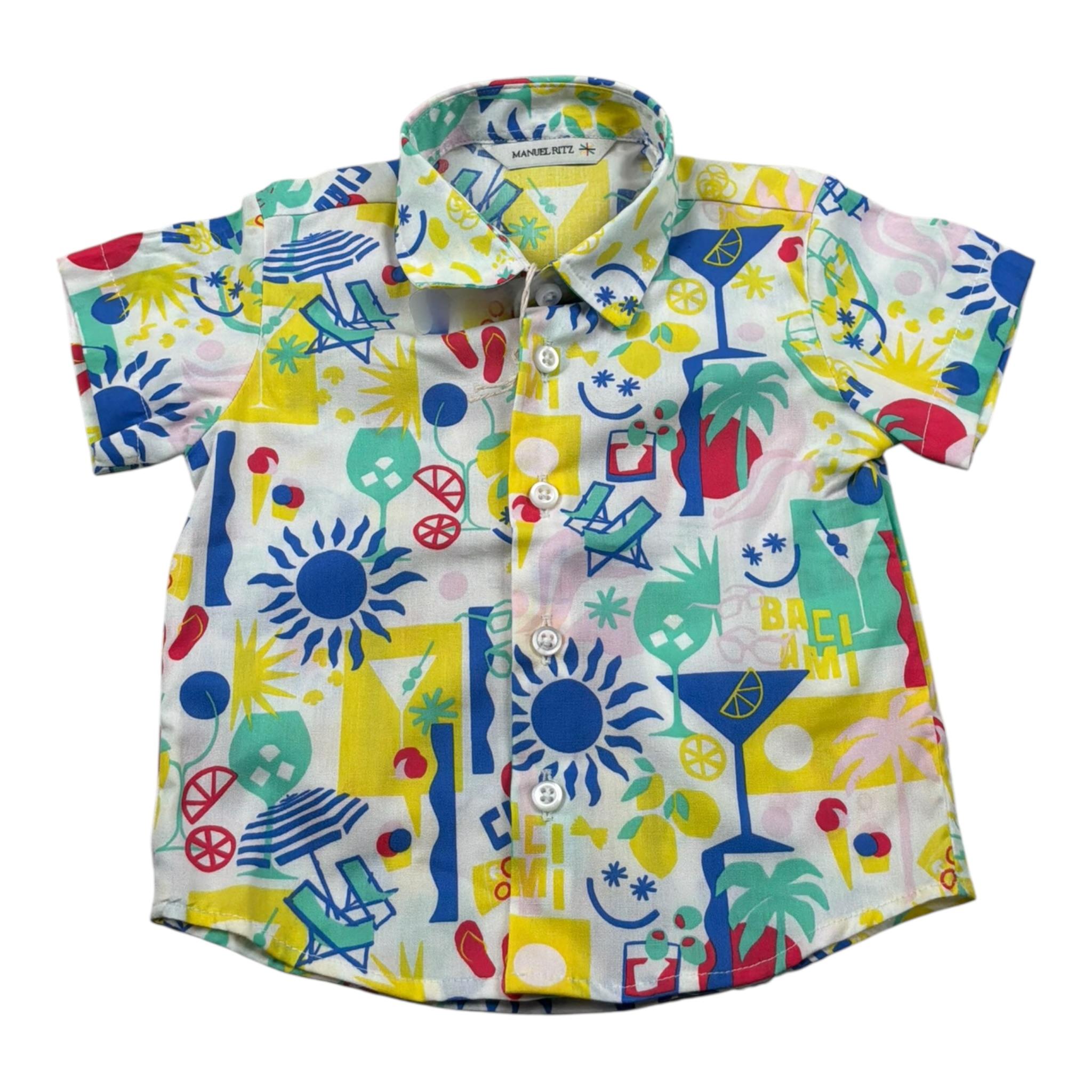 Manuel Ritz Camicia Mezza Manica Stampa Fantasia per Bambino MR2587J BIANCO MANUEL RITZ 
