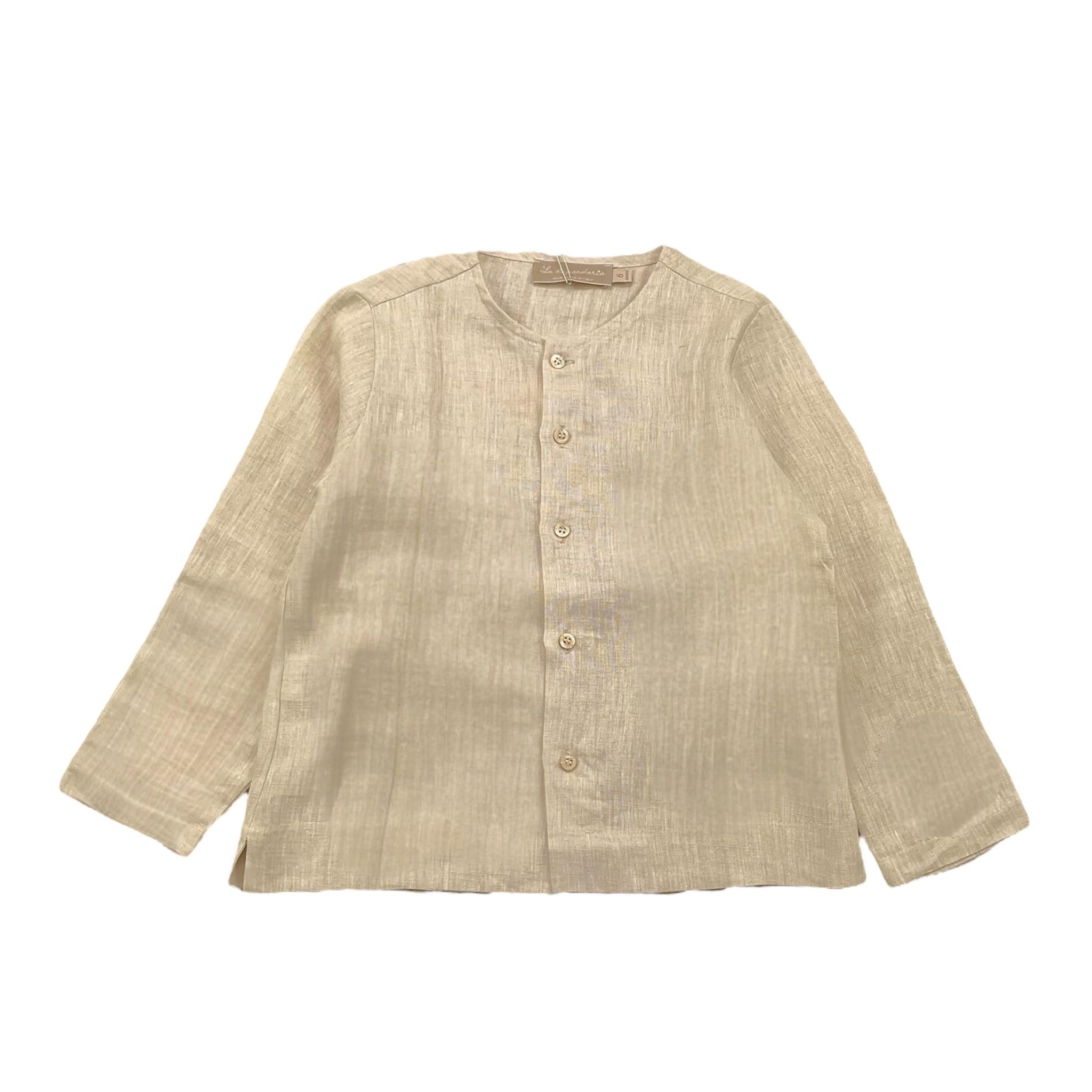 La Stupenderia Camicia Tinta Unita con Manica Lunga per Bambino TJCM67 BEIGE LA STUPENDERIA 