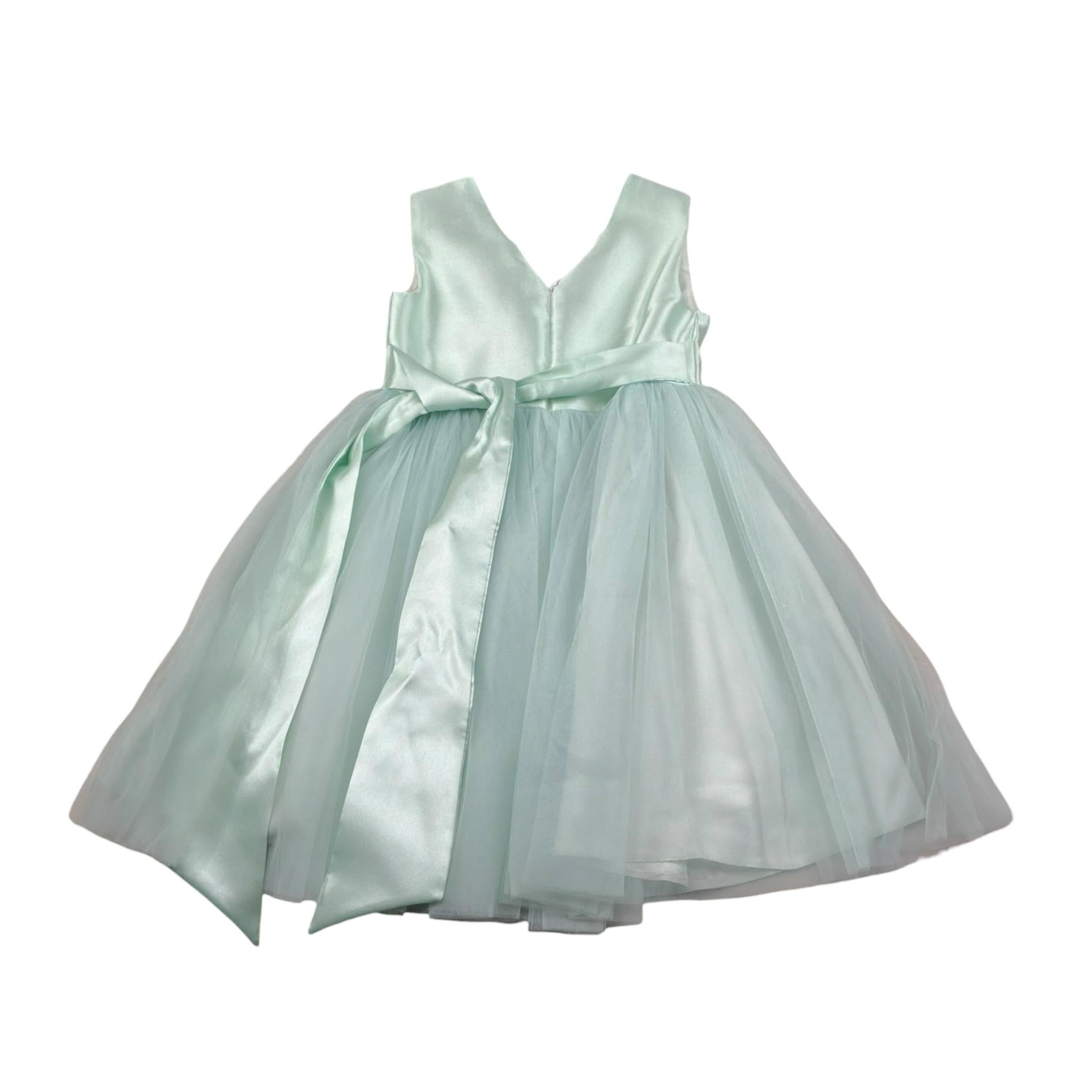Isabel Abito Cerimonia Tinta Unita con Tulle per Bambina 23C262B VERDE ACQUA ISABEL 
