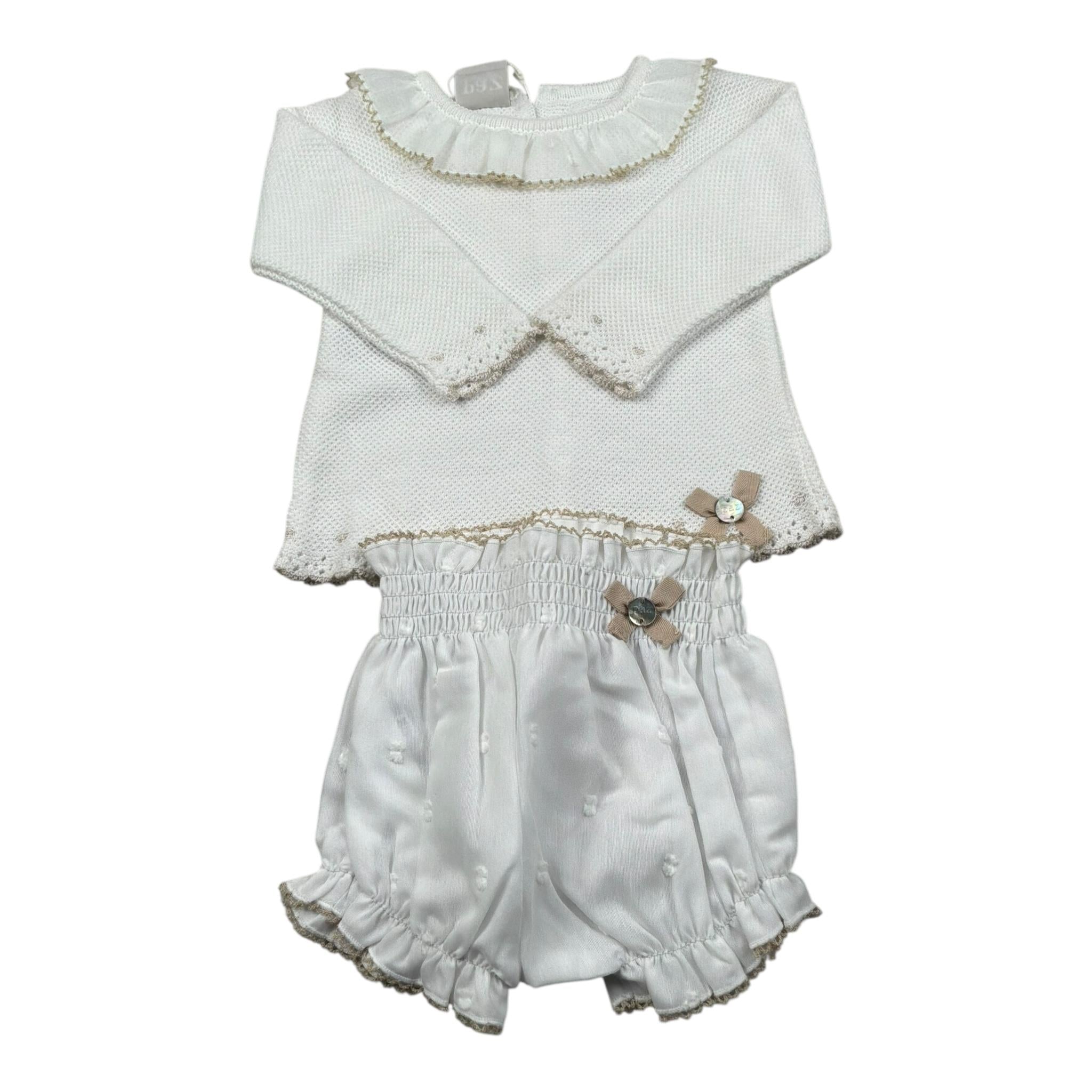 Paz Rodriguez Completo 2 Pezzi Maglia-Culotte Tinta Unita per Neonata 003122709 BIANCO PAZ RODRIGUEZ 