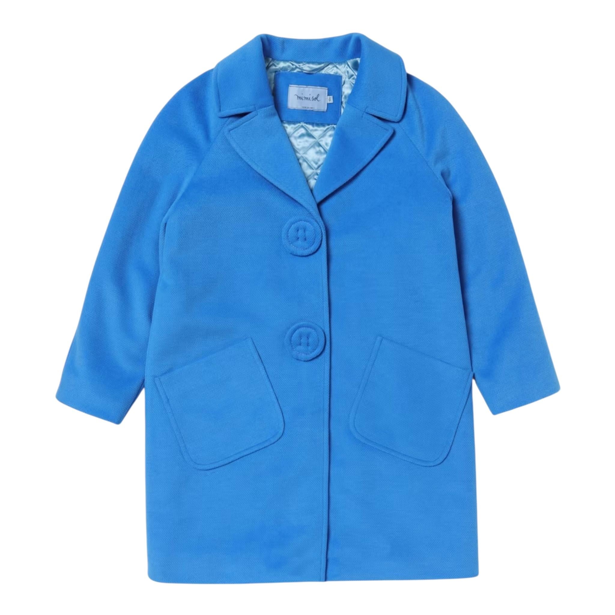 MIMISOL cappotto tinta unita con applicazioni Azzurro per Neonata MFCT043N AZZURRO MIMISOL 