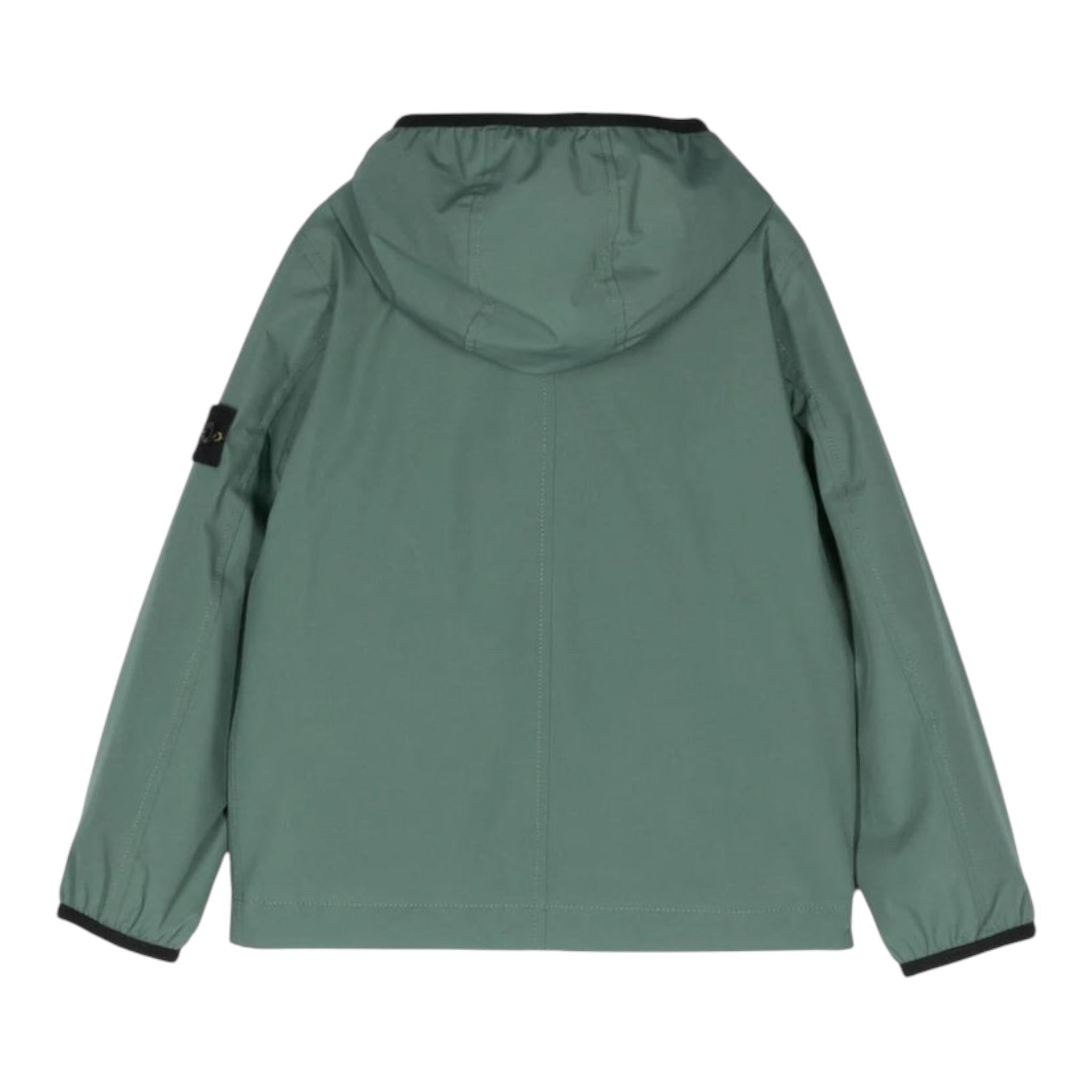 STONE ISLAND giubbino tinta unita con zip e cappuccio Verde per Bambino 811640527 VERDE STONE ISLAND 