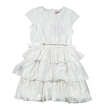 Liu Jo Abito tinta unita con Rouches E Cintura Bianco per Bambina GA4169 BIANCO LIU JO 