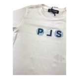 Please T-Shirt Rundhals Einfarbig mit Kontrastdruck Weiß für Neugeborene