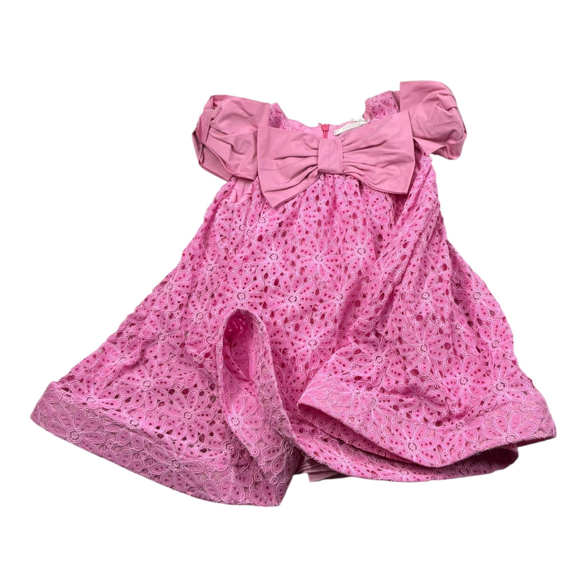 Miss Grant Abito Tinta Unita Traforato per Bambina MG1268J ROSA MISS GRANT 
