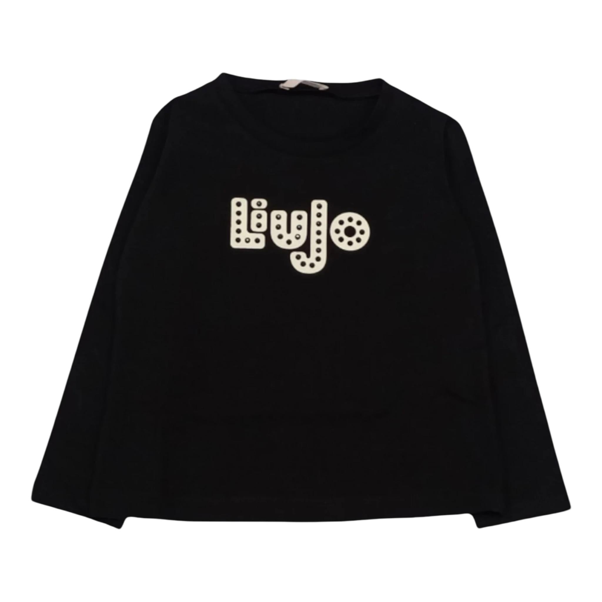 LIU JO shirt girocollo tinta unita con stampa Nero per Bambina KF4090XX NERO LIU JO 