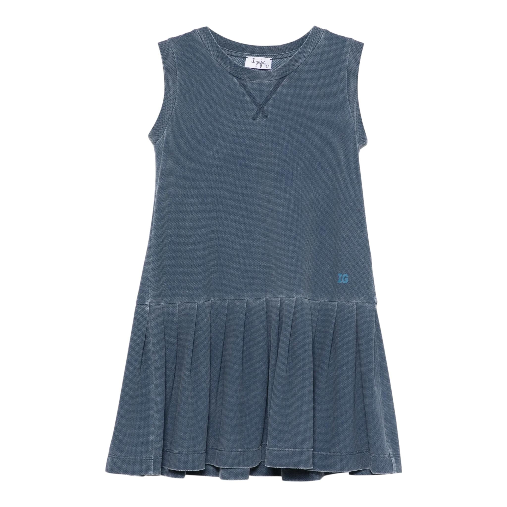 Il Gufo Abito Tinta Unita Giromanica per Bambina P25VA333N0107J BLU IL GUFO 