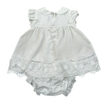 Barcellino Pagliaccetto Tinta Unita con Ricami per Neonata 110601 BIANCO BARCELLINO 