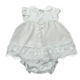 Barcellino Pagliaccetto Tinta Unita con Ricami per Neonata 110601 BIANCO BARCELLINO 