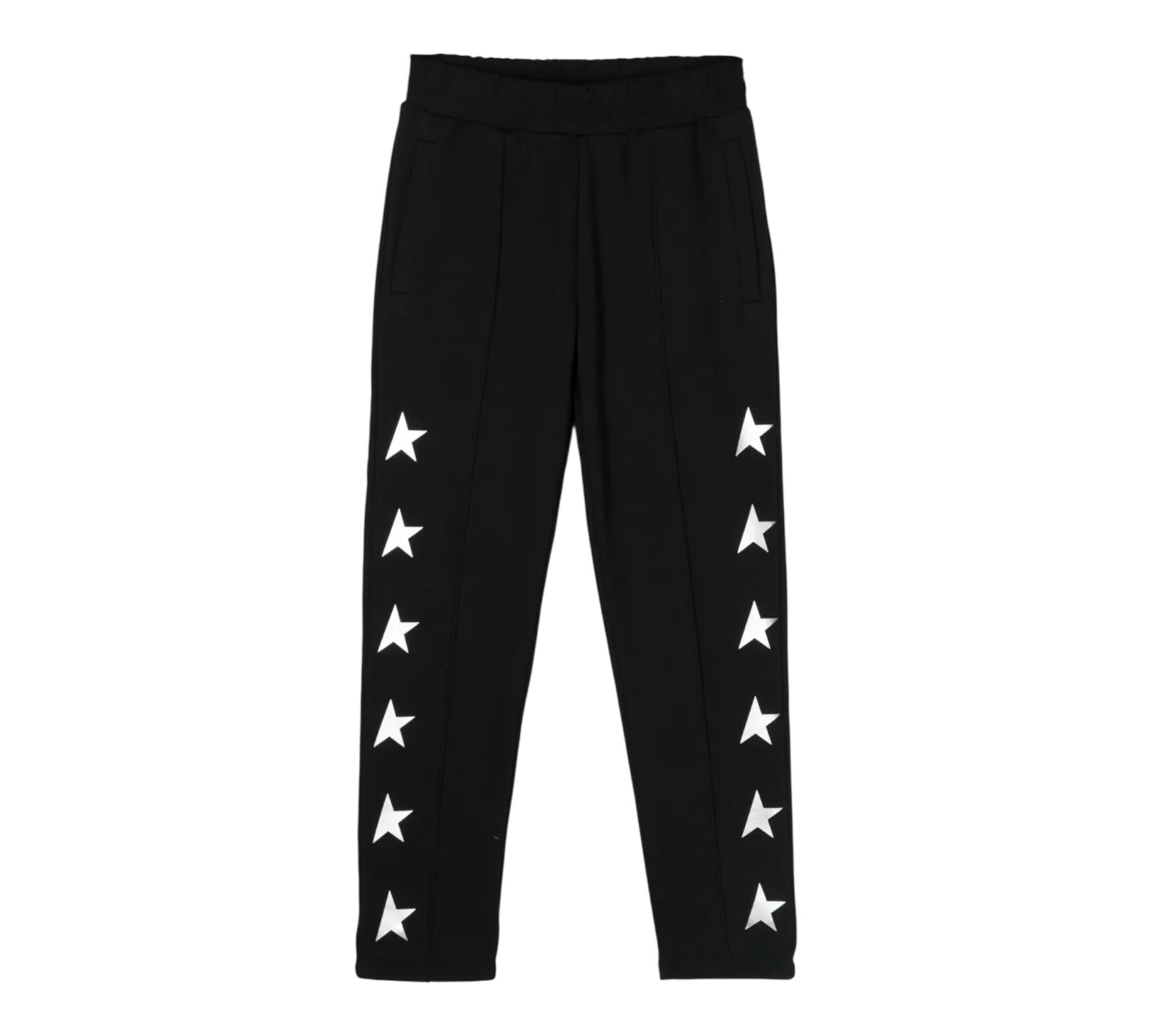 Golden Goose Pantalone Tuta Tinta Unita con Stampa Stelle per Bambina GKP01266 NERO GOLDEN GOOSE 