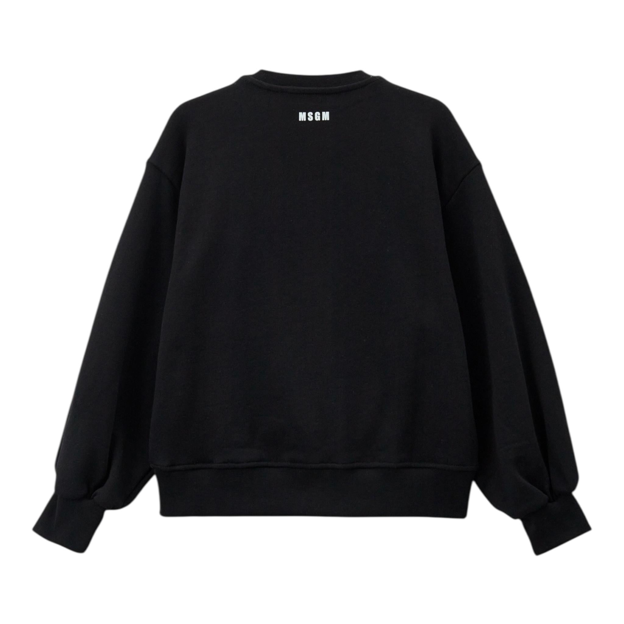 Msgm Felpa Chiusa Girocollo Tinta Unita con Stampa per Bambina S5MSJGSW107 NERO MSGM 