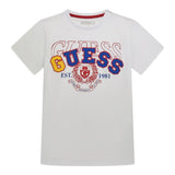 Guess T-Shirt Girocollo Tinta Unita con Stampa per Bambino N5RI00K8HM4JX BIANCO GUESS 