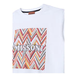 Missoni T-Shirt Girocollo Tinta Unita Con Stampa Bianco Per Bambino