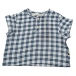 Petit Indi T-Shirt Bicolore con Fantasia A Quadri per Neonato SS25B2833 BIANCO/BLU PETIT INDI 