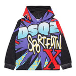 DSQUARED2 felpa tinta unita con cappuccio e stampa Nero per Bambino DQ2521 NERO DSQUARED2 