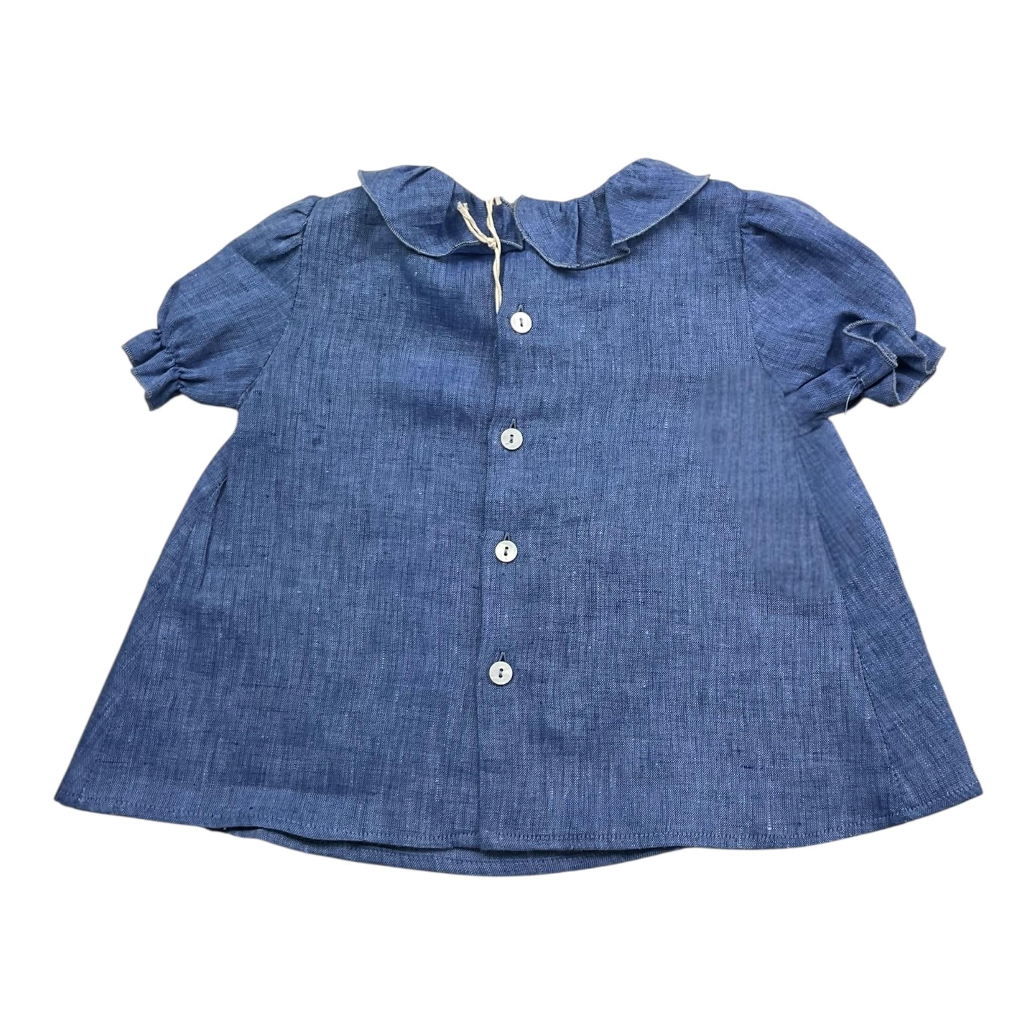 Little Bear Camicia Tinta Unita Mezza Manica per Neonata 8228 BLU LITTLE BEAR 