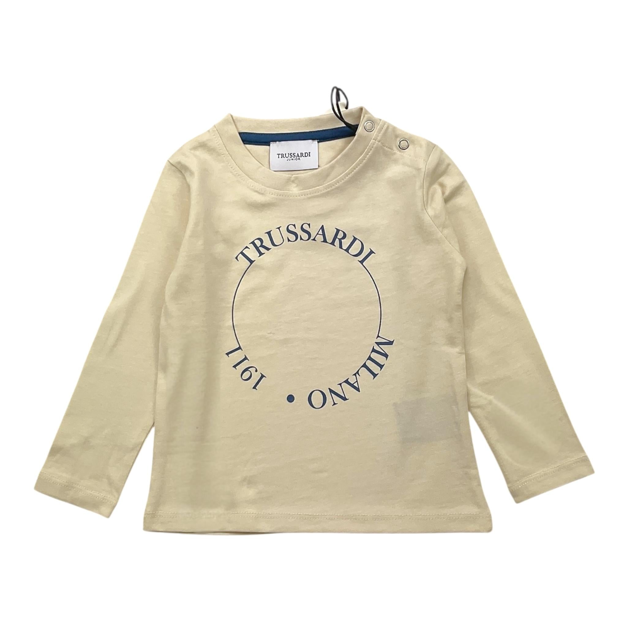 TRUSSARDI shirt girocollo tinta unita con stampa Panna per Bambino TIA240B4TSJ PANNA TRUSSARDI 