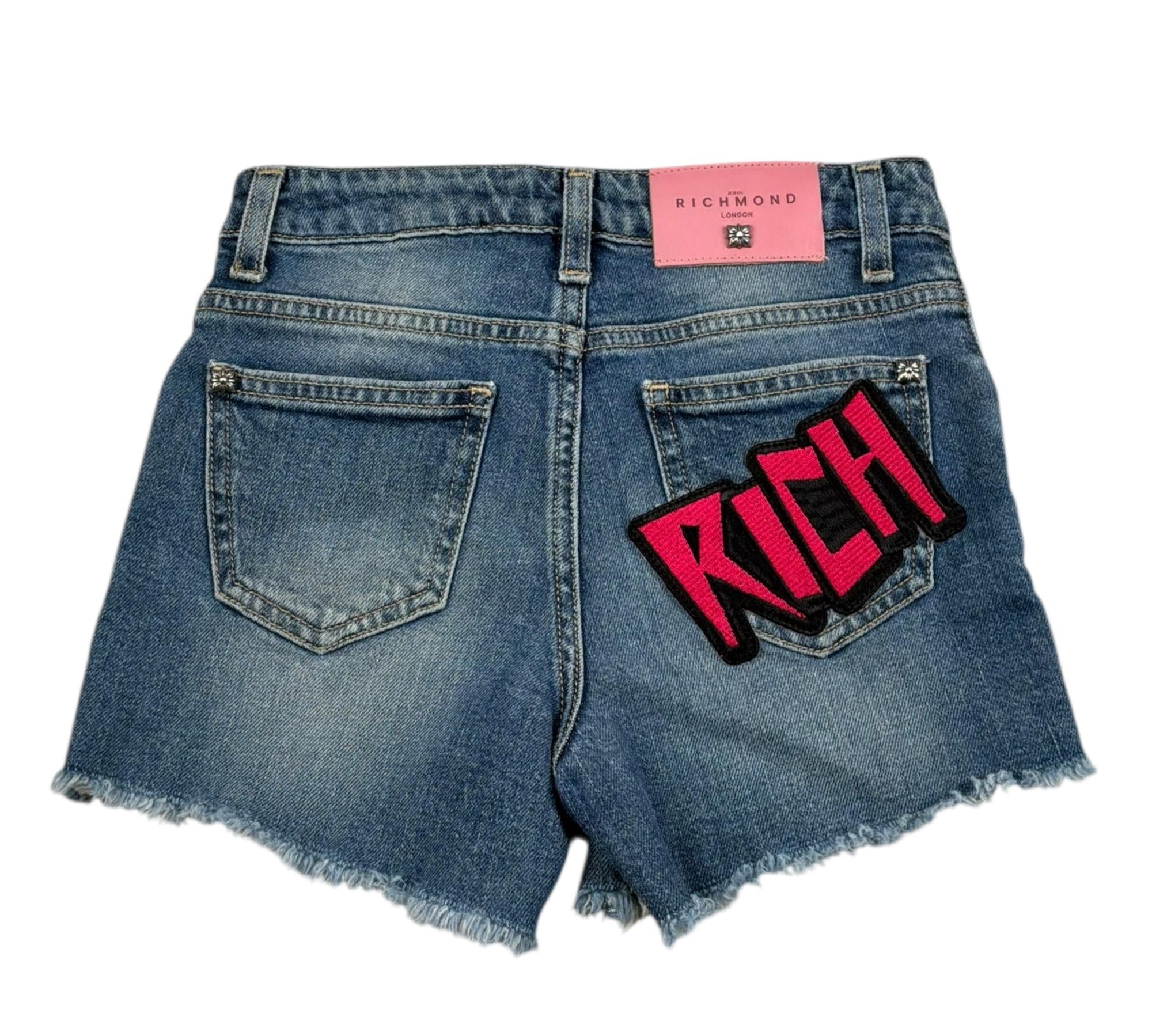 John Richmond Short In Denim Tinta Unita con Logo per Bambina RGP26147SH BLU JOHN RICHMOND 