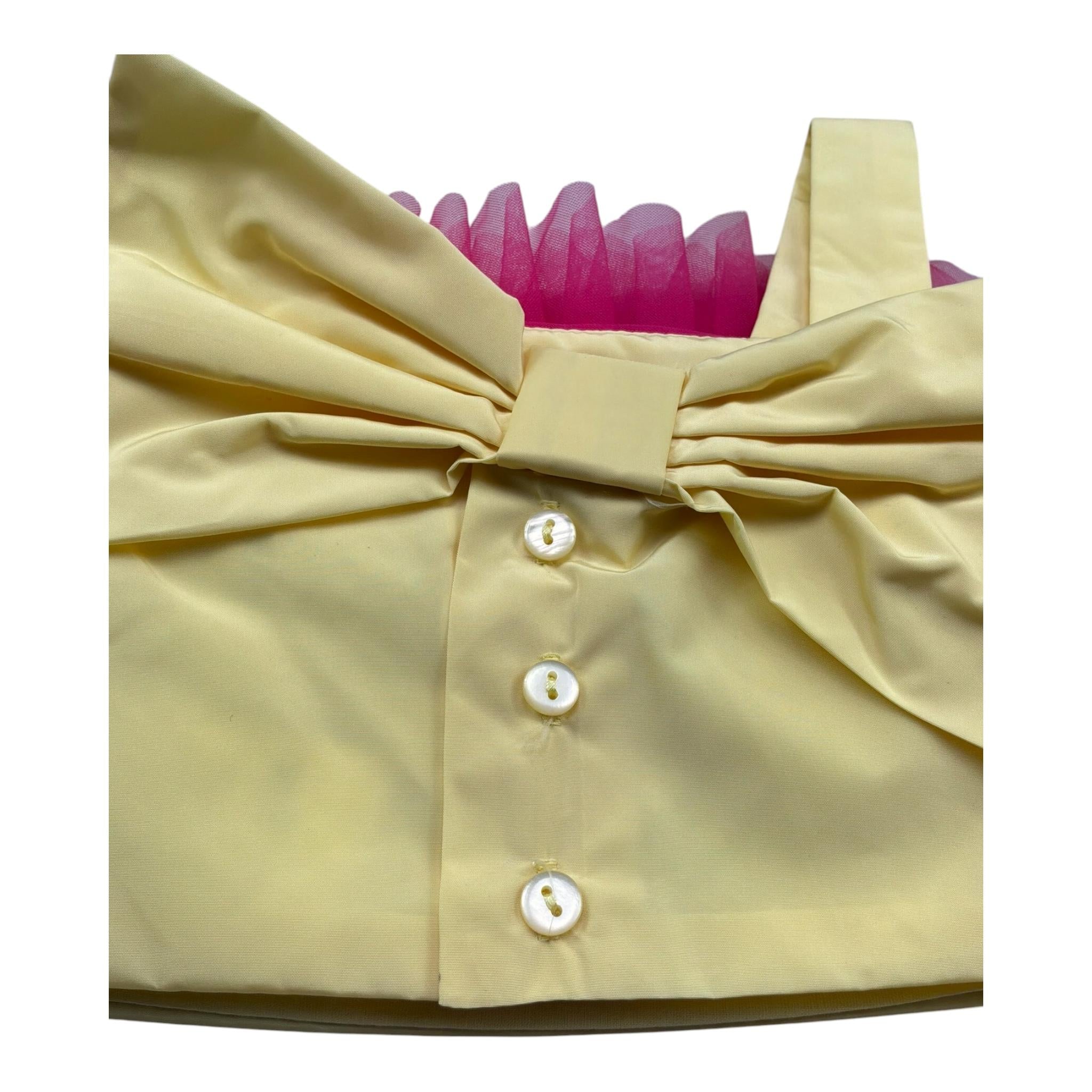 Miss Grant Top Giromanica Tinta Unita con Tulle per Neonata MG1353 GIALLO MISS GRANT 