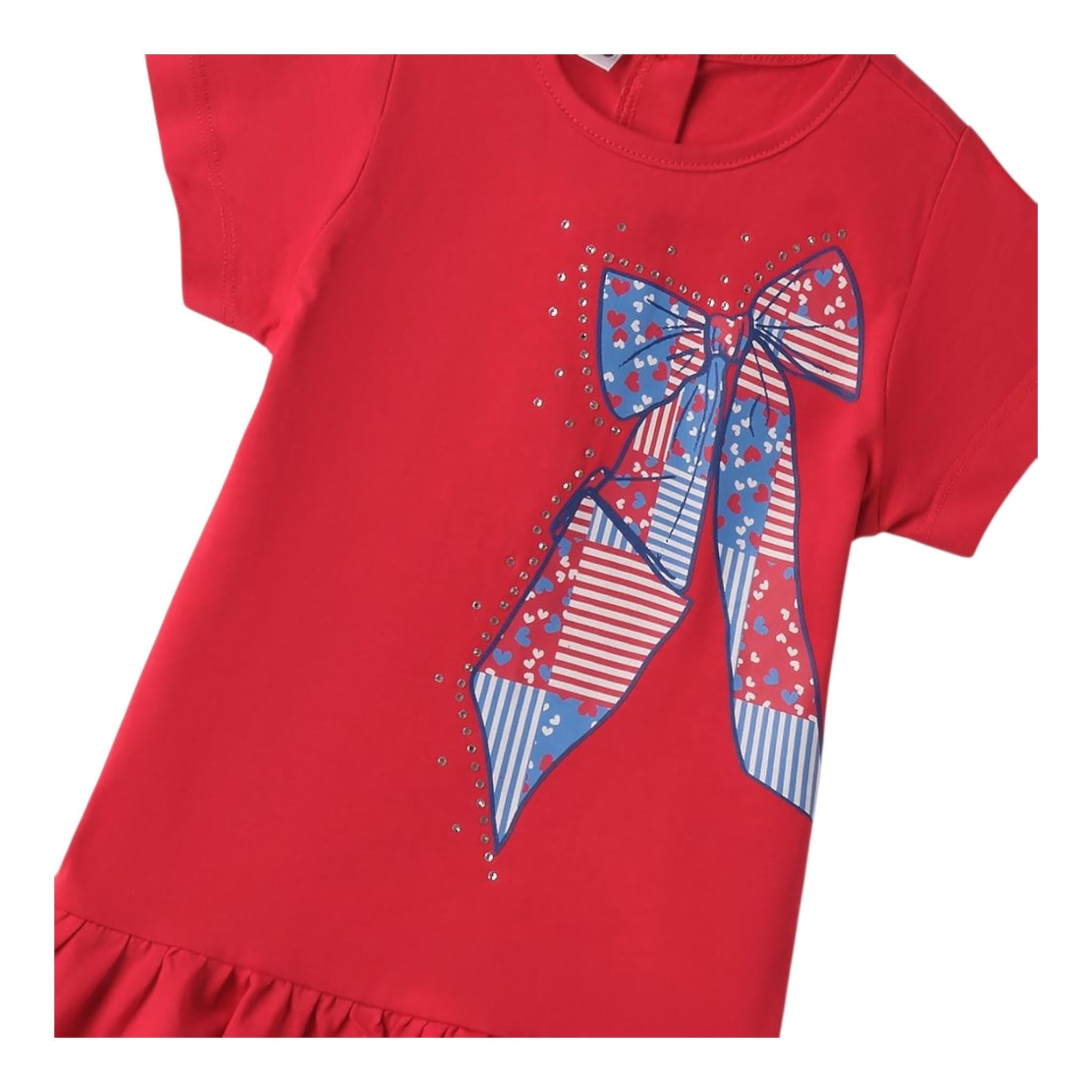 I Do Abito Tinta Unita con Stampa per Neonata 4B547 ROSSO I DO 