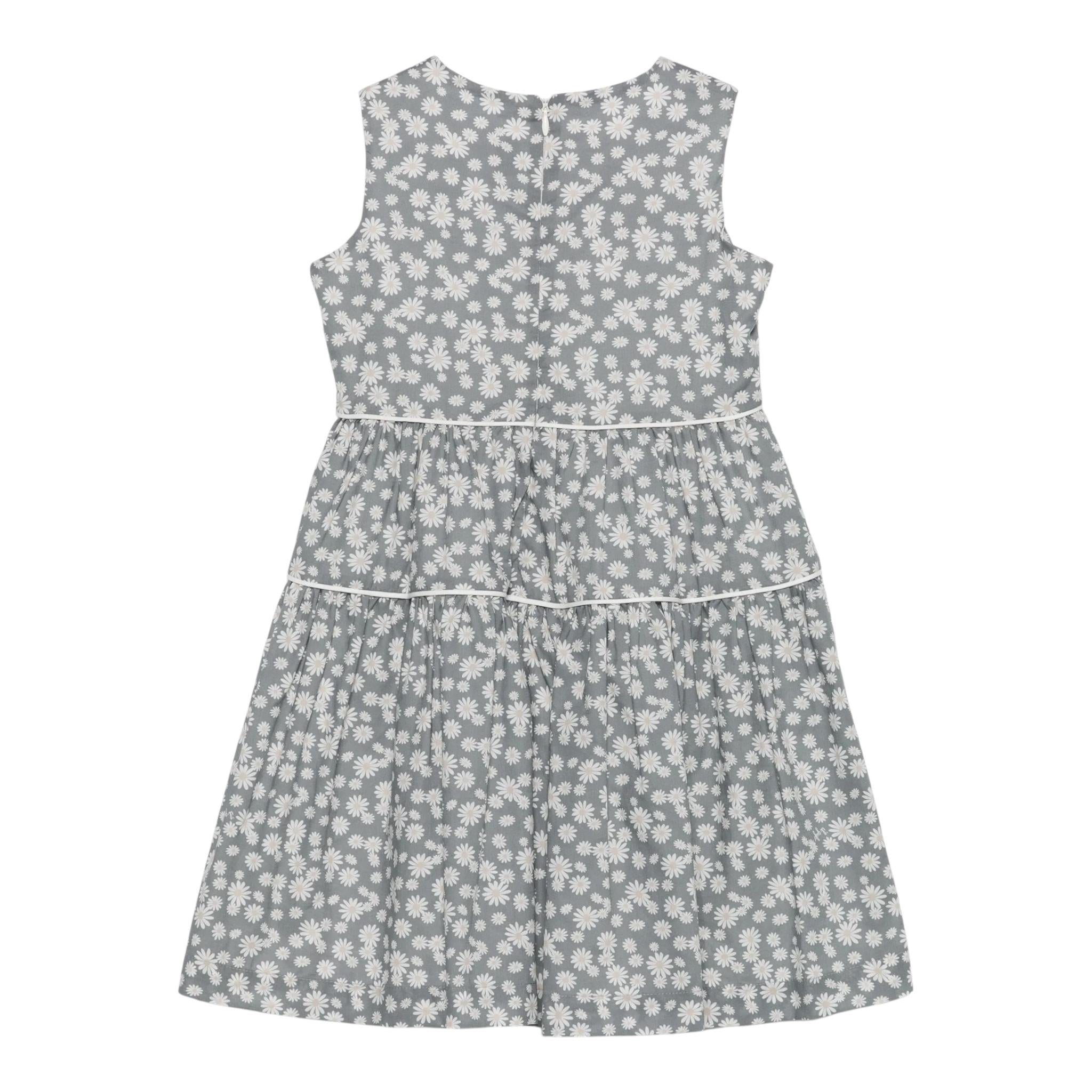 Il Gufo Abito Giromanica Tinta Unita con Stampa Floreale per Bambina P25VA319C4138J GRIGIO IL GUFO 