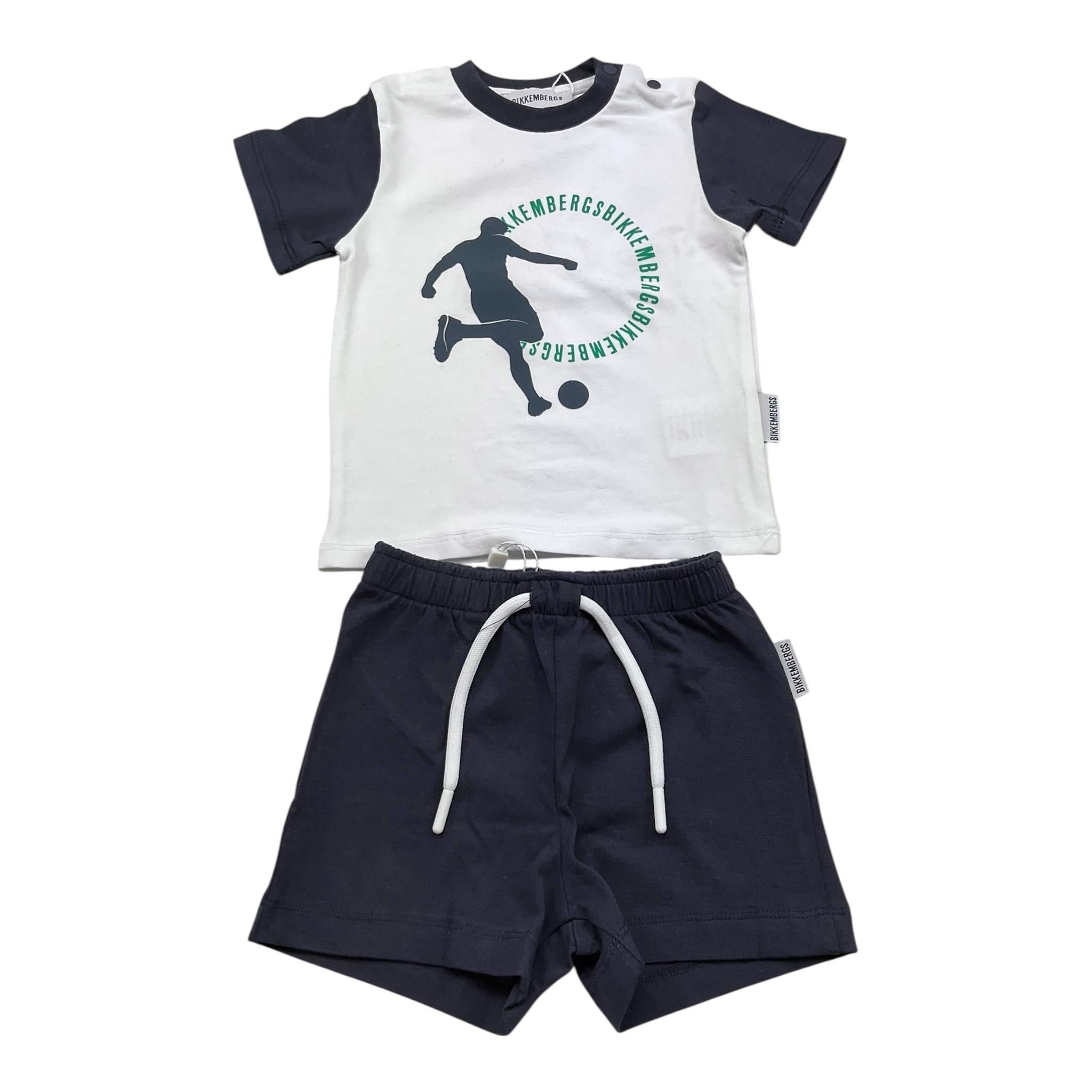 Bikkembergs Completo 2 Pezzi Bicolore T-Shirt-Bermuda per Neonato BK3415 BIANCO/NERO BiKKEMBERGS 