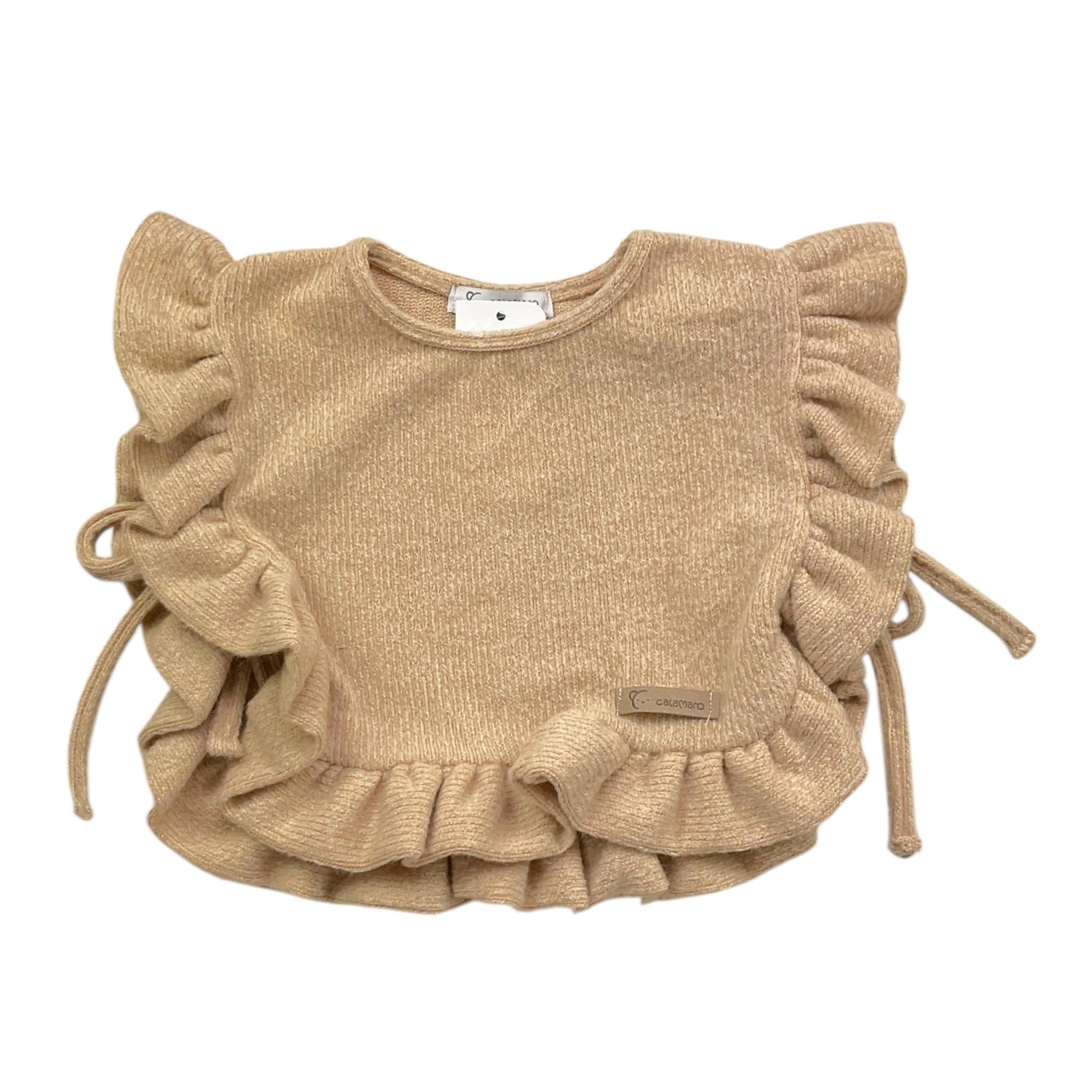 CALAMARO gilet tinta unita con balze Sabbia per Neonata 14015 SABBIA CALAMARO 