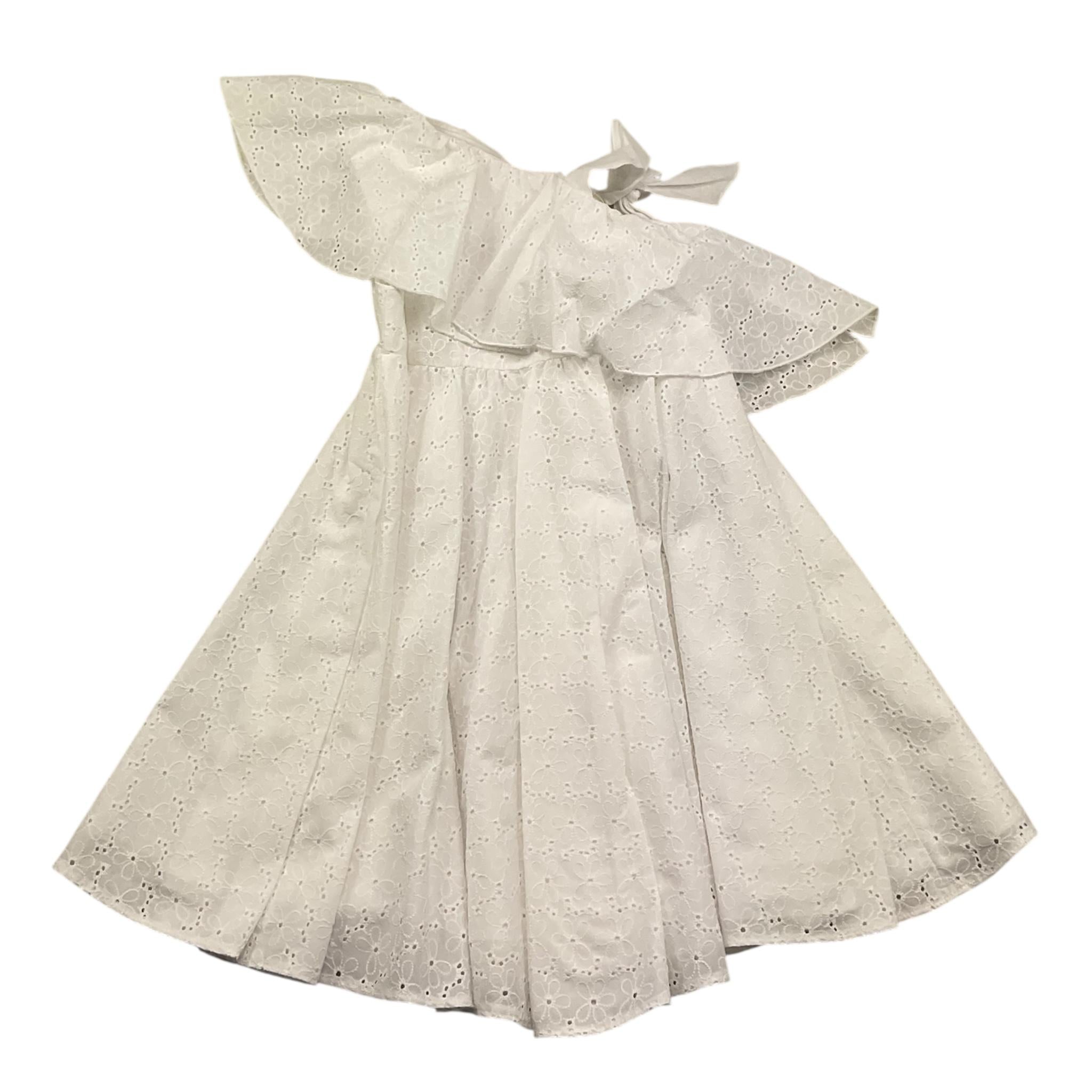 La Stupenderia Abito Monospalla Tinta Unita In Pizzo Sangallo per Bambina TJAB74 BIANCO LA STUPENDERIA 