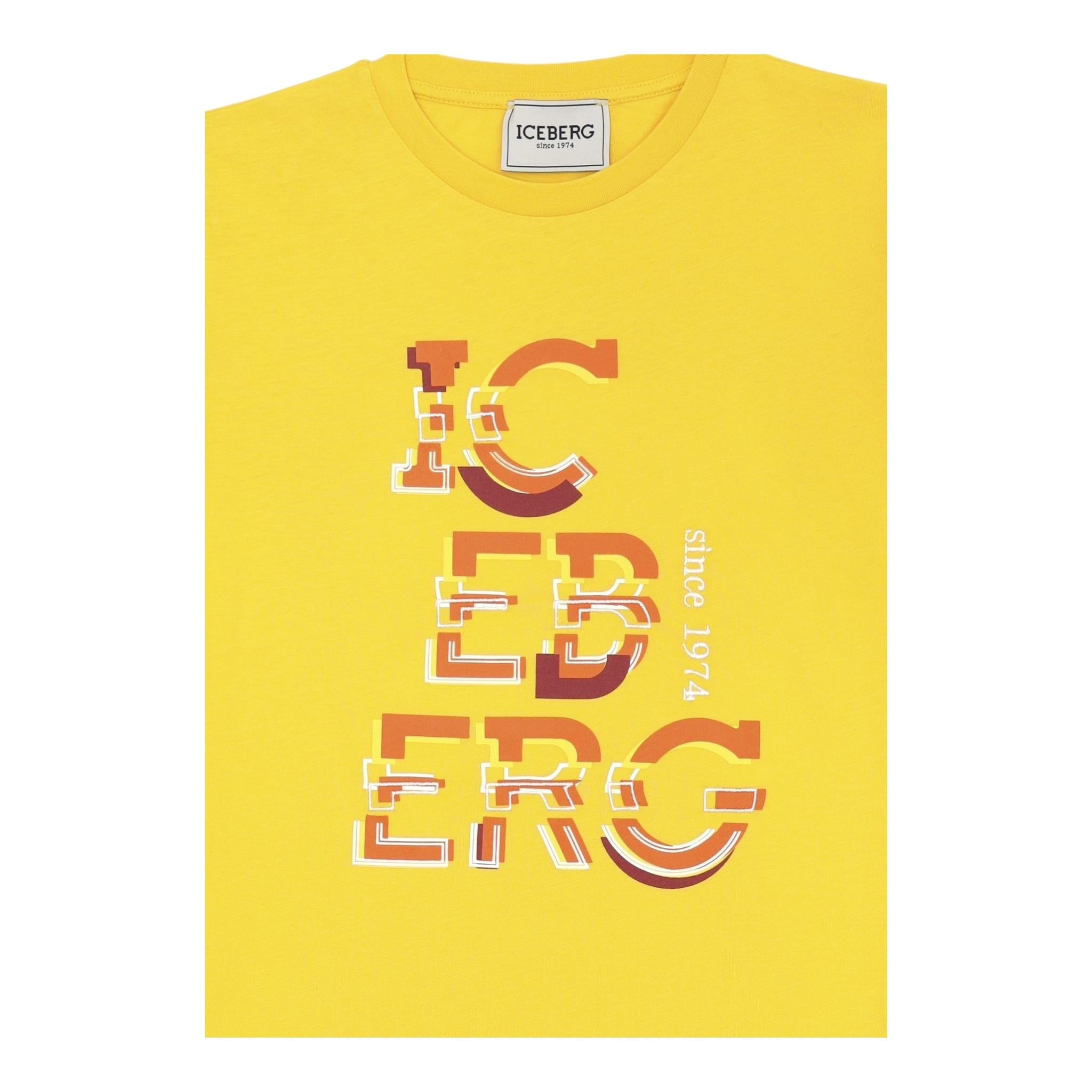 Iceberg T-Shirt Girocollo Tinta Unita per Bambino TSICE5116J GIALLO ICEBERG 