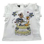 Sarabanda T-Shirt Girocollo Tinta Unita con Stampe per Neonata 04421 BIANCO SARABANDA 