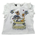 Sarabanda T-Shirt Girocollo Tinta Unita con Stampe per Neonata 04421 BIANCO SARABANDA 