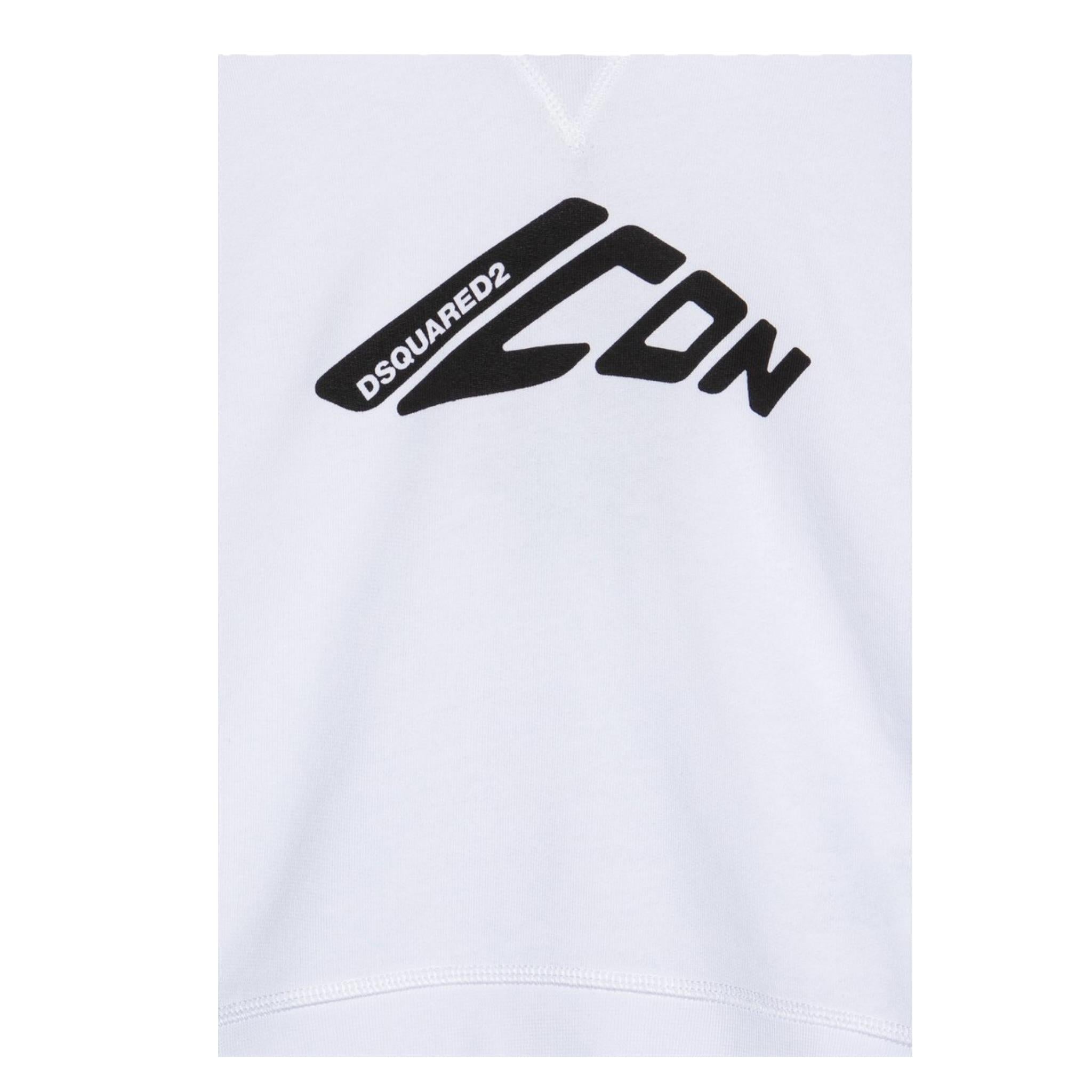 Dsquared2 Felpa Chiusa con Cappuccio Tinta Unita con Logo per Bambino DQ2940 BIANCO DSQUARED2 