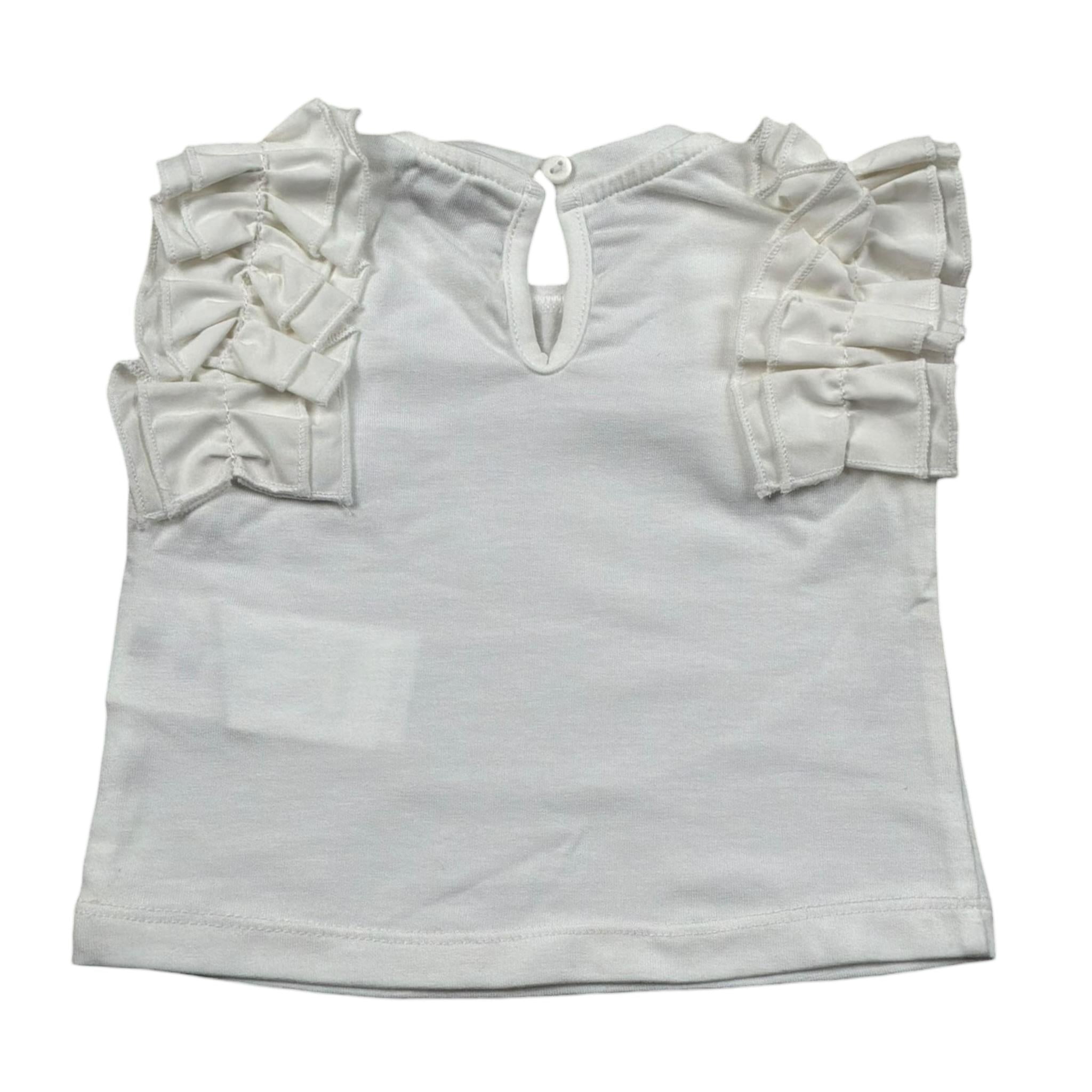 M+E' T-Shirt Girocollo Tinta Unita con Rouches per Bambina UE1735J BIANCO M+E' 