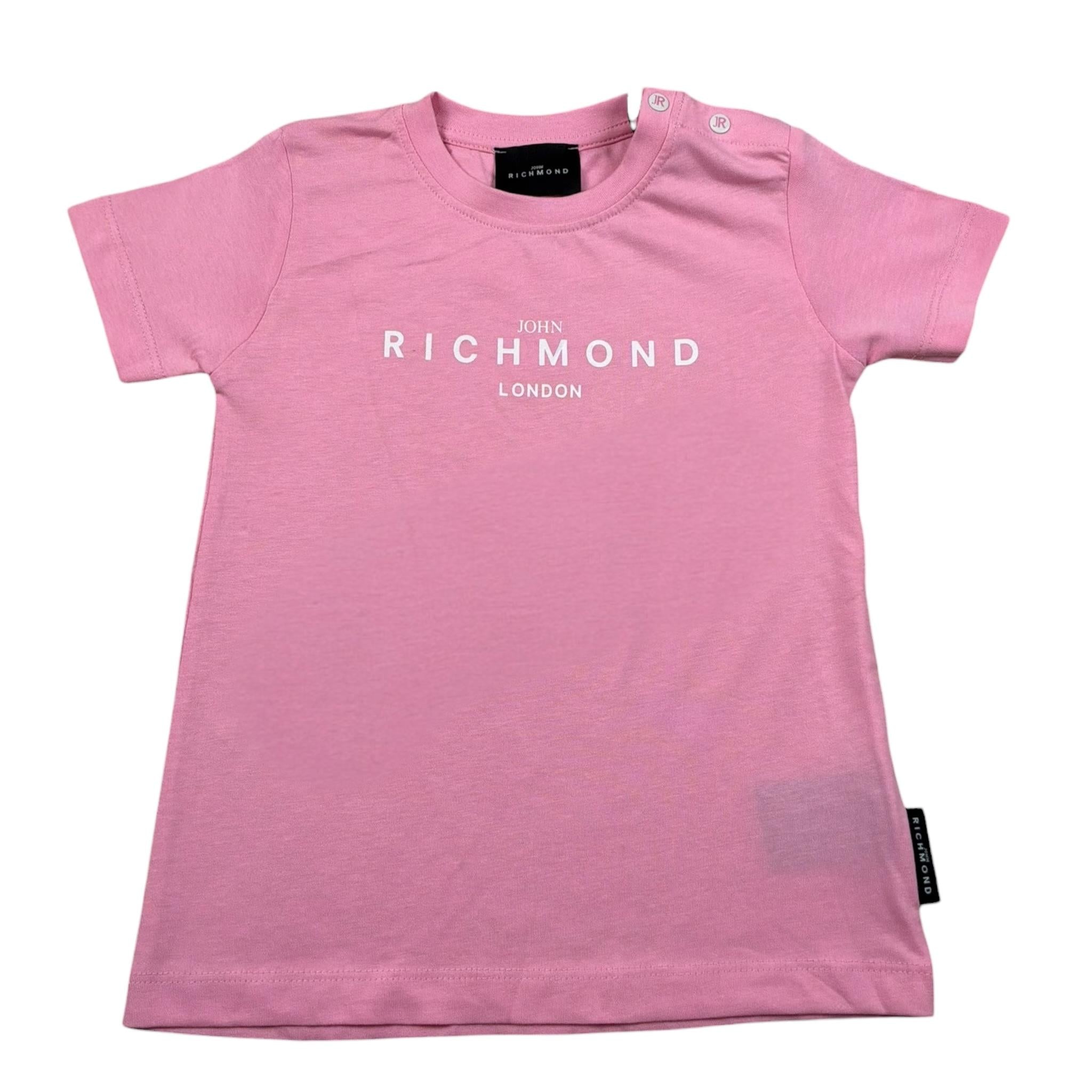 John Richmond T-Shirt Girocollo Tinta Unita con Stampa per Bambina RIP2500TSJ ROSA JOHN RICHMOND 