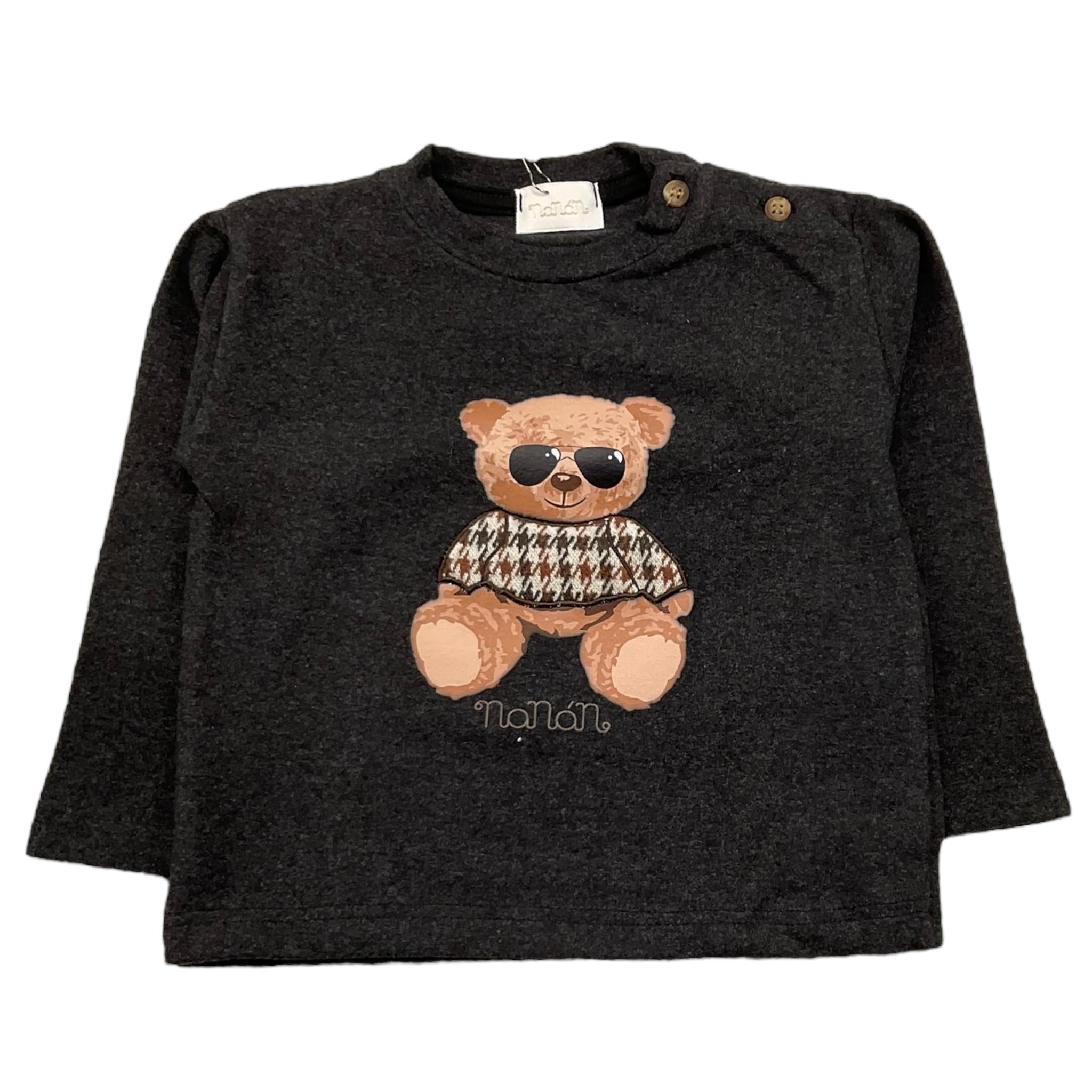 NANAN shirt girocollo tinta unita con stampa in contrasto Nero per Neonato I2423818N NERO NANAN 