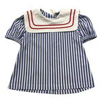 Ilfarobimbi T-Shirt Bicolore con Fantasia A Righe E Colletto per Bambina IFB50154 BIANCO/AZZURRO ILFAROBIMBI 