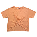 Vicolo Einfarbiges T-Shirt mit Rundhalsausschnitt und Pfirsichknoten für Mädchen
