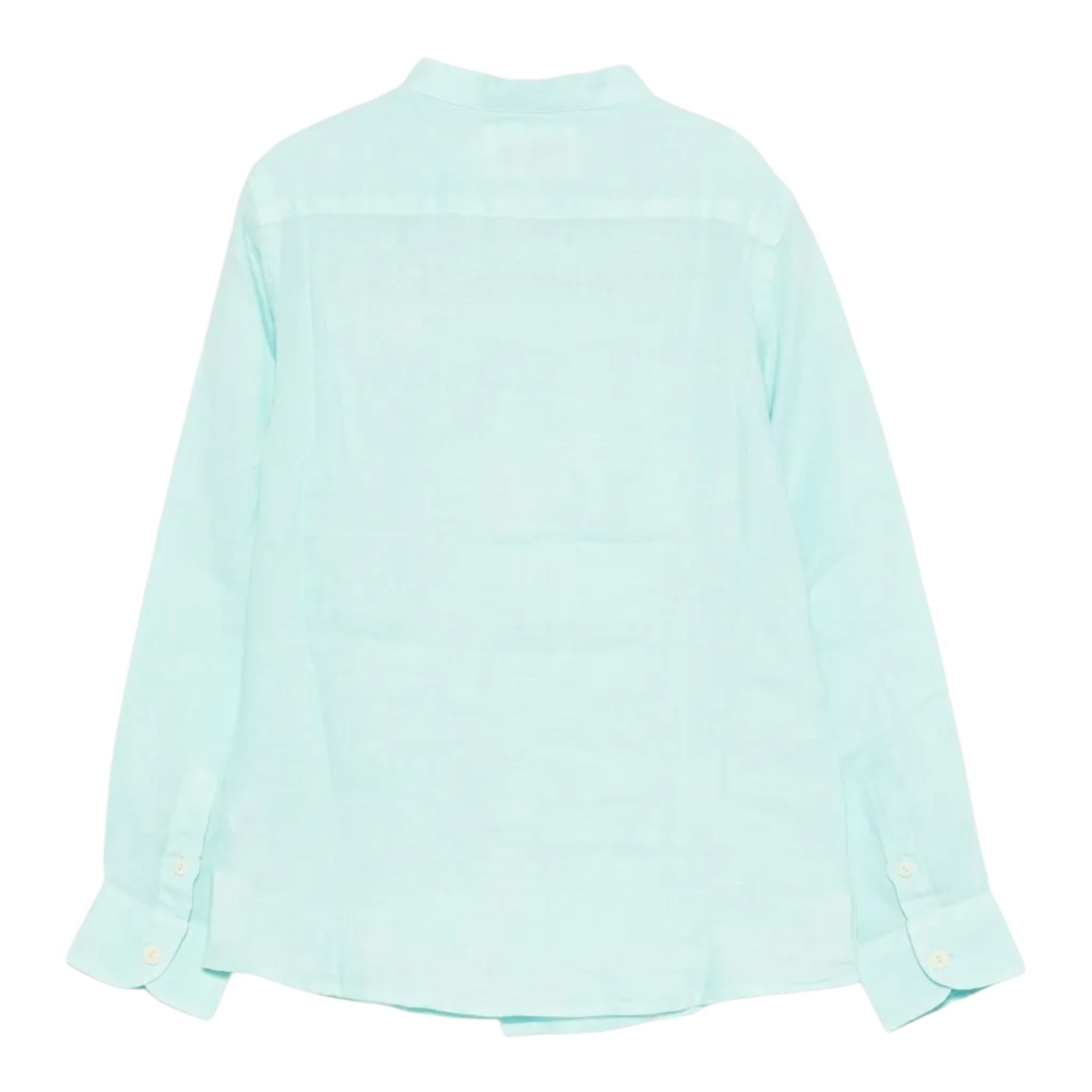 Saint Barth Camicia Tinta Unita con Collo Coreano per Bambino PAT0001 AZZURRO SAINT BARTH 