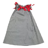 abito giromanica fantasia a righe con fiocchi in contrasto BS10WB023 BIANCO/BLU PICCOLA LUDO 