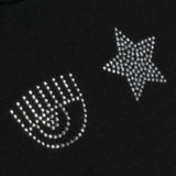 Chiara Ferragni Shirt Girocollo Tinta Unita Con Brillantini Nero Per Bambina